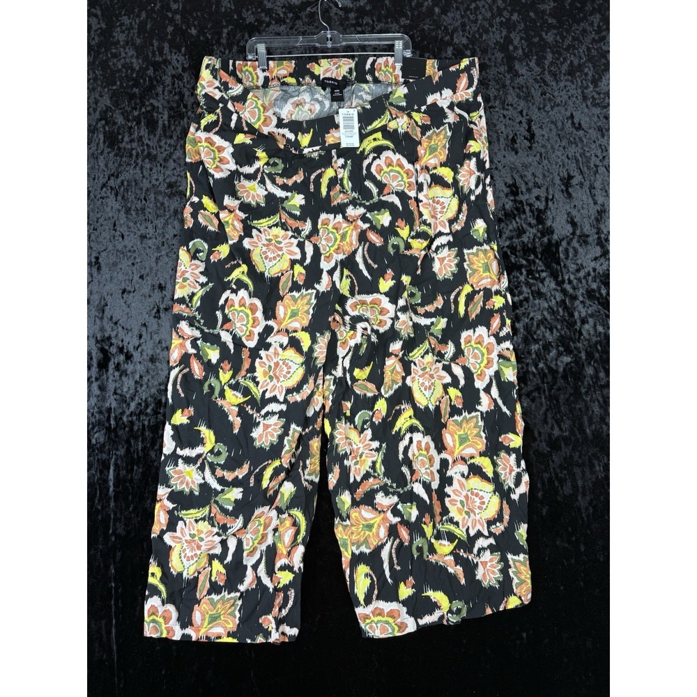 Torrid Black Floral Wide Leg Challis High Rise Pants 5X-Short NWT